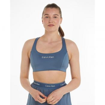 Sujetador deportivo de medio impacto Calvin Klein Sport Logo azul - S