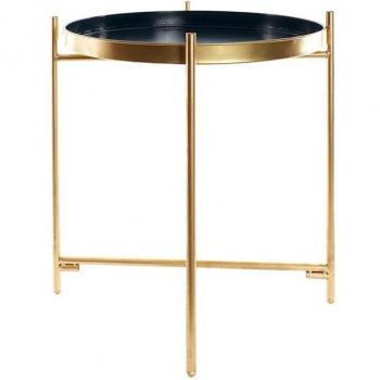 Mesa auxiliar metálica DKD Home Decor en color dorado y azul marino (40 x 40 x 50 cm)