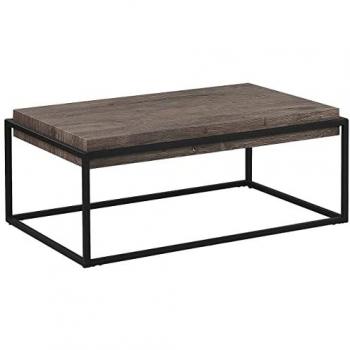 Mesa de Centro Rectangular de Madera Clara y Estructura de Metal Negro 115 x 64 cm Estilo Industrial