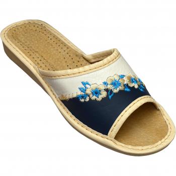 Bawal - Zapatillas de estar por casa de Piel para mujer Blau- Beige, color, talla 40