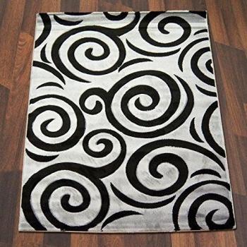 Alfombra Moderna ESLEM mano tallada gris negro Varios.tamaños Oferta Especial., 120 cm_x_170 cm