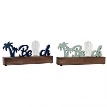 Figura Decorativa LED Playa DKD Home Decor Verde Azul Marino MDF (2 Unidades) 34 x 8 x 16 cm