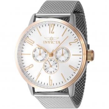 Reloj de pulsera Invicta Specialty 47595 para Hombre Cuarzo 44mm correa color Gris plata Dial Latón Gris plata