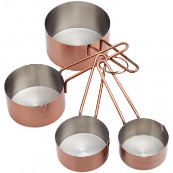 Masterclass Juego de 4 Tazas Medidoras de Acero Inoxidable - Acabado Cobre, Plata/Marrón