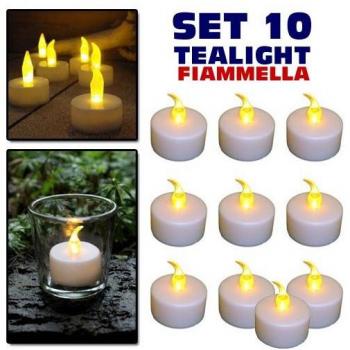 Set de 10 Velas Tealight LED Eléctricas con Batería para Decoración