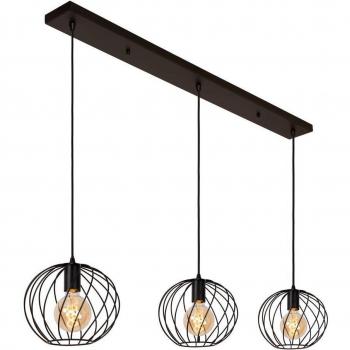 Lámpara colgante Danza, 3 luces, alargada, negra