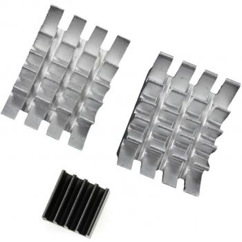 COM-FOUR pasivo aluminio disipadores de calor, conjunto de 3, 2 x 13 x 14 mm, 1 x 9 x 8,5 mm, Negro para Raspberry Pi modelos A + B, adhesivo
