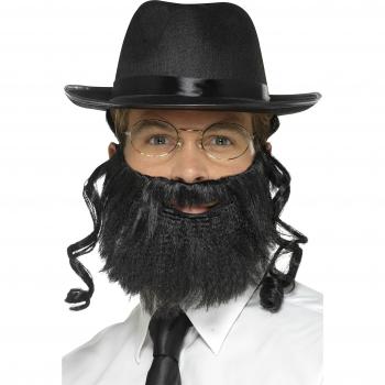 Smiffys Kit de rabino, negro, con sombrero con pelo pegado, barba y gafas