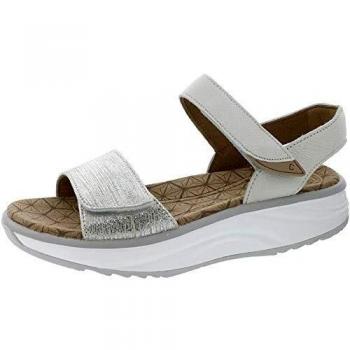 Joya Flores Beige Metallic Full Grain Velour Leather Women's Comfort Sandals