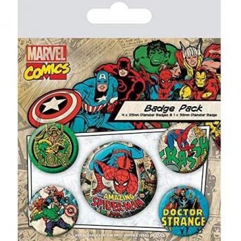 Marvel Retro - Badge Pack Spider-Man, 4 x 25 mm & 1 x 38 mm