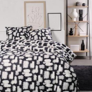 Juego de Cama Doble Reversible Sunshine 240 x 260 cm, 100% Algodón, Diseño Imprimido en Negro y Blanco