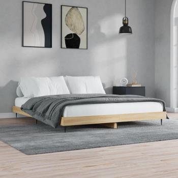 Cama de madera contrachapada roble Sonoma 150x200 cm en aglomerado Tuna sin colchón