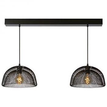Lámpara colgante Mesh negra, 2 luces E27