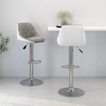vidaXL Taburetes de cocina 2 unidades cuero sintético gris y blanco