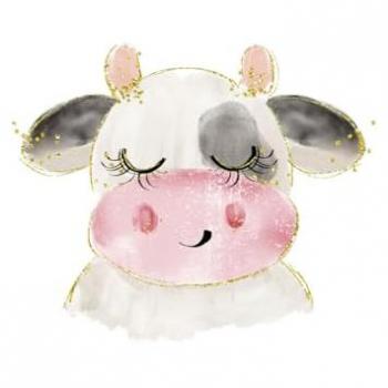 Lámina Infantil Crochetts Vaca Blanca y Negra 30 x 42 x 1 cm