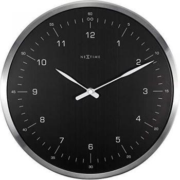 Reloj de Pared Nextime 3243ZW 33 cm - Reloj unisex, diámetro de 33 cm, diseño moderno y minimalista, mecanismo de cuarzo, fácil lectura, disponible en color negro