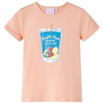 Camiseta Infantil de Manga Corta Escote Redondo Naranja Claro 128