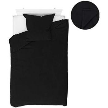 vidaXL Juego de Cama Forro Polar 4 Piezas Hogar Diseño Conjunto Nórdico Dormitorio Habitación Sábanas Fundas Edredón Manta 155x200/80x80 cm Negro