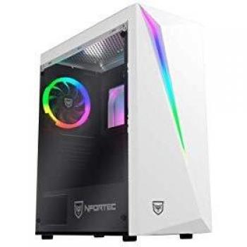 Nfortec Lynx - Torre Gaming Compatible con Placas ATX, Mini-ATX e ITX y Ventilador RGB Incluido en la Parte Trasera, color Blanco RGB