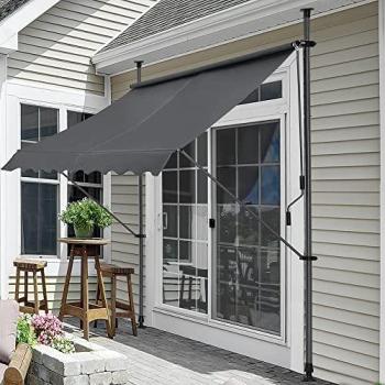Toldo Articulado Enrollable Pro.tec - Armazón de Acero y Poliéster - 400 x 120 x 220-309 cm - Color Gris
