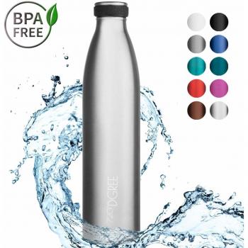 720°DGREE Botella Agua Acero Inoxidable “milkyBottle“ – 1litro - Sin BPA Free, Antigoteo y Prueba de Fugas - Frasco térmico, Cantimplora Aislada - Bebida con Gas, Deporte, Escuela, Gimnasio Exteriore