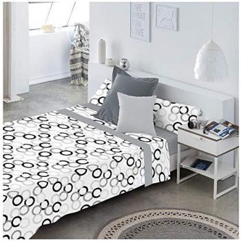 Juego de sábanas POPY Gris 160 x 190/200 - Incluye sábana encimera, sábana bajera ajustable y 1 ó 2 fundas de almohada