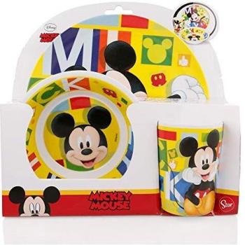 SET MELAMINA 3 PCS. (PLATO, CUENCO Y VASO) MICKEY MOUSE - DISNEY - WATERCOLORS