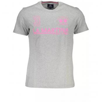 La Martina Gray Cotton T-Shirt - L, T-Shirts, male, Gray, Size: L Elegant Gray Cotton T-Shirt with Signature Print