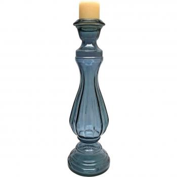 Diseño Toscano 30,48 cm Jaci candelabro de cristal humo hecho a mano, azul, 21 Inches