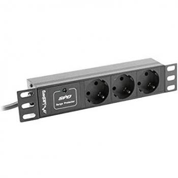 Lanberg PDU-03F-0200-BK unidad de distribución de energía (PDU) con 3 salidas AC, montaje en rack de 1U, color negro