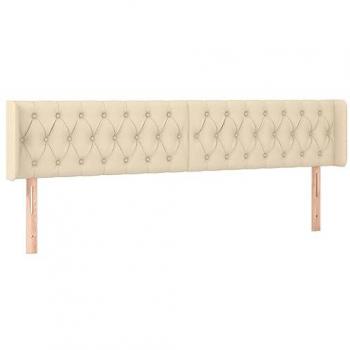Cabecero con LED de tela crema 203x16x78/88 cm