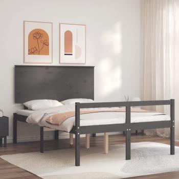 Cama para ancianos con cabecero gris 120x200 cm madera maciza Vidaxl