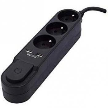 Regleta Enchufes 3 Tomas con Interruptor Chacon (1,5 m)