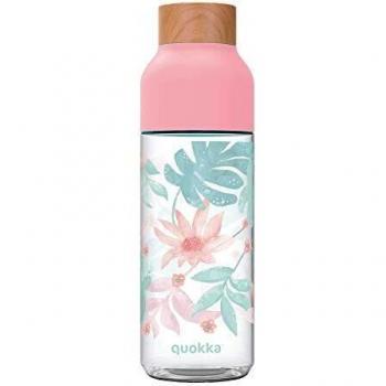 Botella quokka tritan rosa hojas