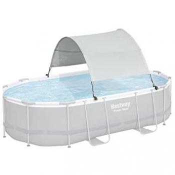 Bestway Toldo para piscina tubular desmontable Flowclear 210 - 340 cm gris blanco