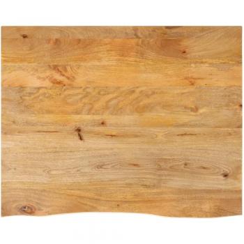 Mesa de madera maciza de mango 90x80x3,8 cm con bordes naturales en color marrón