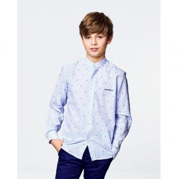 Camisa de niño Spagnolo tejido lino cuello mao con patrón de rayas