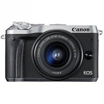 Canon EOS M6 - Cámara Digital Reflex de 24.2 MP con Pantalla Táctil de 3.0'', Procesador DIGIC 7, NFC, Dual Pixel CMOS AF, Bluetooth, Estabilización de Imagen Digital de 5 Ejes, Full HD y WiFi - Plata con Objetivo EF-M 15-45mm IS STM