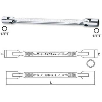 Llave articulada doble TOPTUL AEEC1617 16x17 mm, 258mm, Acero cromo-vanadio, 340g