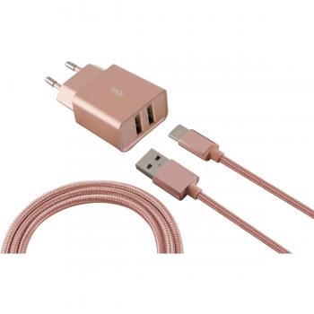 Ksix Metal - Cargador de Red con Cable USB
