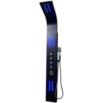Columna de ducha e hidromasaje termostática con LEDs FELICITA - 20x165cm - Negro