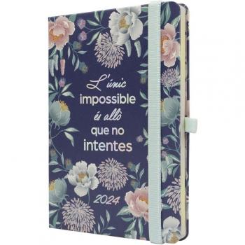 Finocam Mínimal Design Impossible 2024 Agenda Encuadernada Semana Vista Horizontal Catalán Multilingüe Multicolor Enero-Diciembre 118x168mm