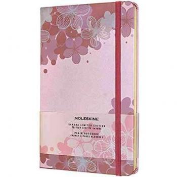 Moleskine - Cuaderno Edición Limitada, Cuaderno de Sakura con Gráficos Temáticos, Hojas Lisas y Tapa Dura de Tela, Tamaño Grande 13 x 21 cm, Color Rosa, 240 páginas