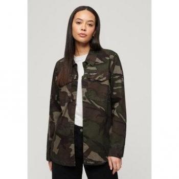 Sobrecamisa militar verde para mujer Superdry, estampado camuflaje, talla L