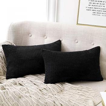 Deconovo Funda para cojin Prodector del Mueble Decorativa Cuadrada 2 Piezas 30x50cm Negro