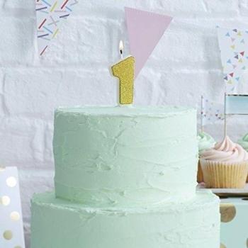 Pick and Mix - Gold Glitter 1 Number Candle