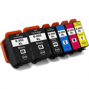 Pack de 6 tintas genérico Epson 202XL - Paquete económico con cartuchos de tinta compatible para impresoras Epson 202XL