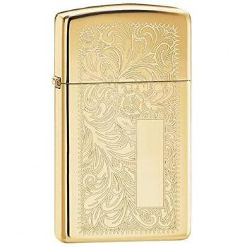 Zippo Venetian Slim Mechero, Metal, High Polish Brass, 3.5x1x5.5 cm