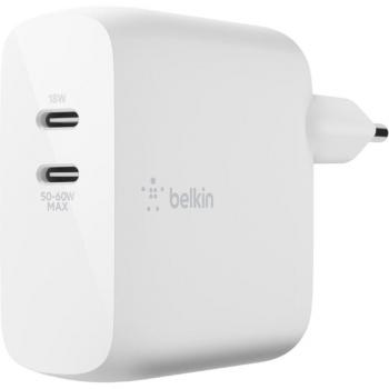 Belkin Boost Charge Dual USB-C Wall Charger 68W GaN White WCH013vfWH