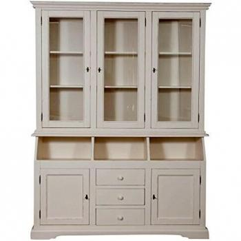 Librería Country de Madera Maciza de Tilo con Acabado Blanco Envejecido 172x50x226 cm - Hecho en Italia